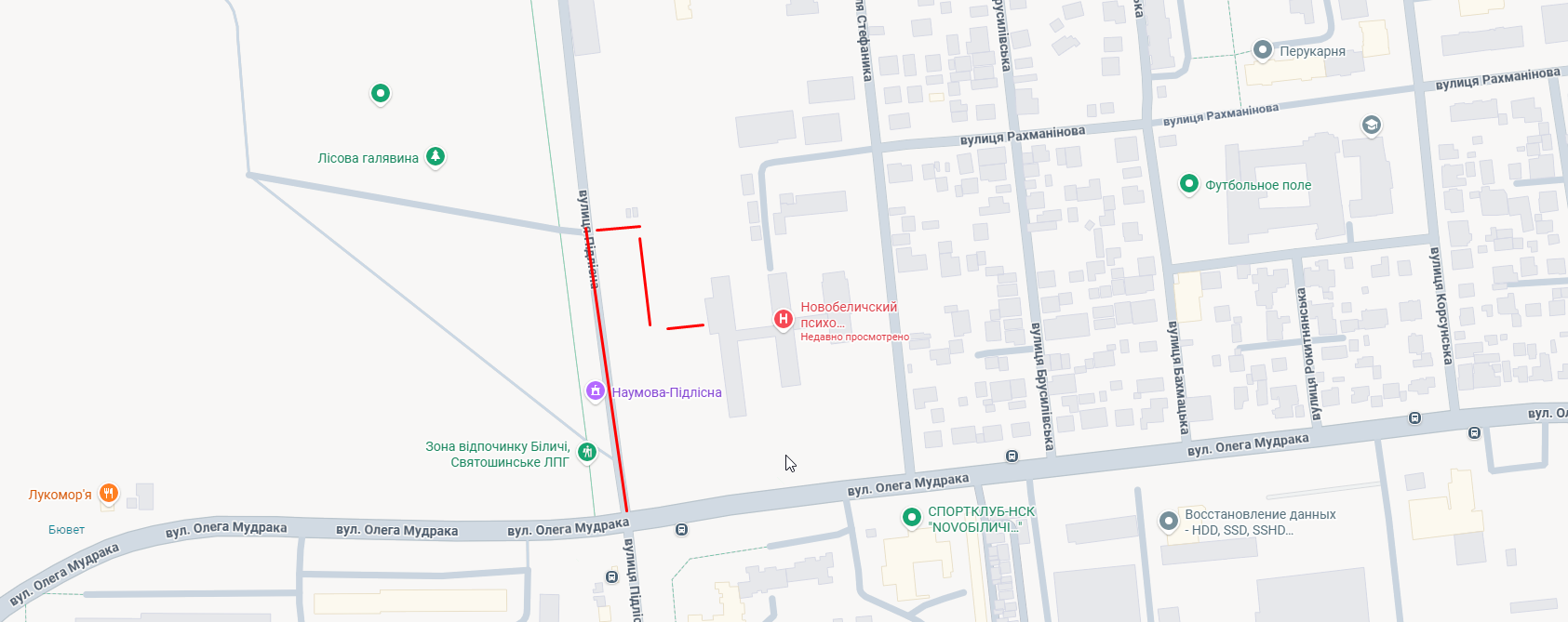 Схема маршруту до Новобілицького психоневрологічного інтернату